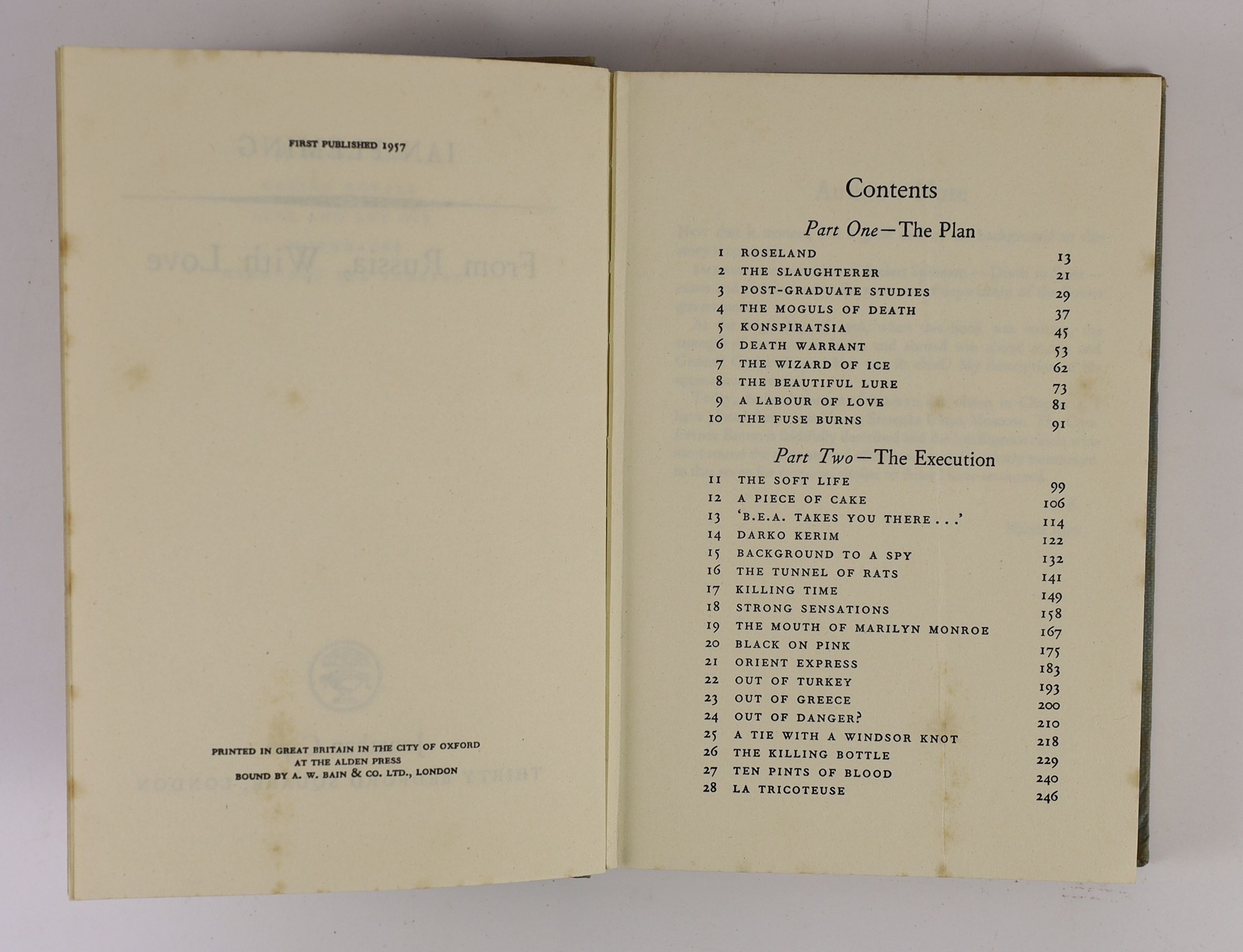 Fleming, Ian - 3 works:- From Russia with Love, 8vo, cloth, 1957; For Your Eyes Only, with facsimile d/j, 1960 and The Golden Gun, with facsimile d/j, 1965